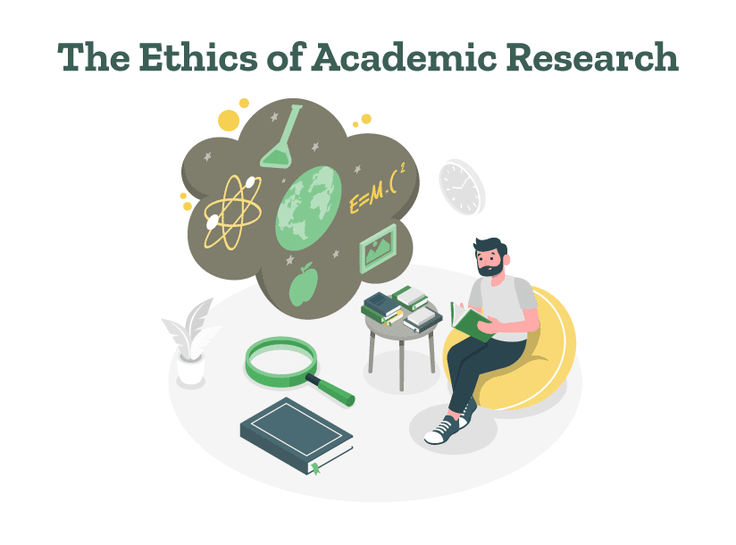 A student is reading about the ethics of academic research.