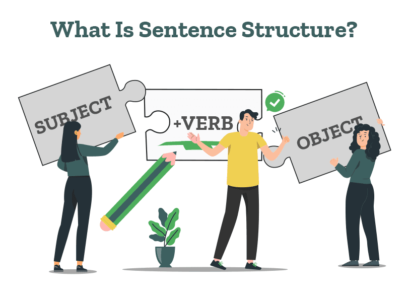 Teachers explain what is a sentence structure by showing the subject, object, and verb.