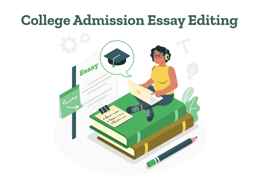 A student is learning how to edit an admission essay.